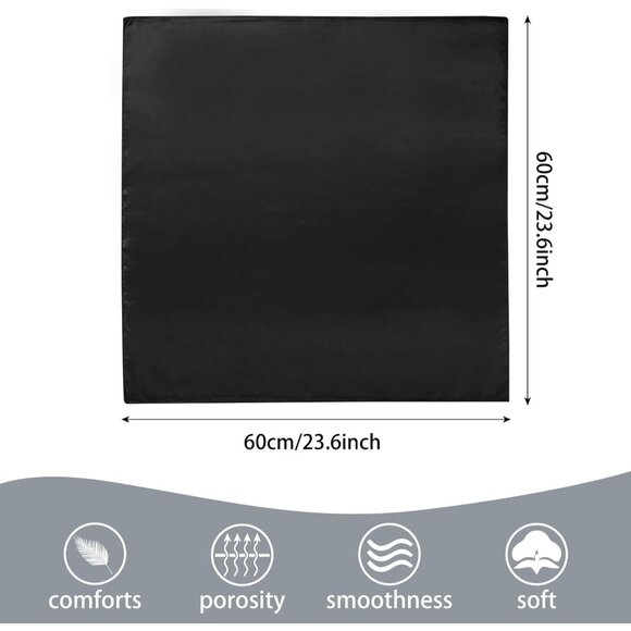 Women's Black Silk Feeling Scarf 23.6'' Square Satin Scarf Neck Head Bandana - Picture 3 of 7